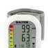 Wrist blood pressure monitor with large display, white and grey, showing measurements