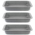 Set of three grey speckled non-stick roasting tins, rectangular, shown stacked side by side.