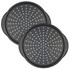 Set of two black non-stick pizza trays with perforations for crisp baking