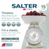 Salter mechanical kitchen scale with bowl of cherries, classic style, 5kg max, 15 year guarantee.