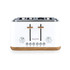 White 4-slice toaster with wood effect trim, front view, Salter brand.