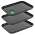 Set of three black baking trays with PFAS free label