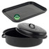 Black oval roasting pan with lid and tray, PFAS free label, cookware product image
