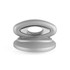 Silver magnetic curtain tieback holder with oval handle, shown from the front