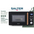 Black digital microwave with wood-effect handle, 20L capacity, Salter brand, on white background