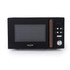 Black Salter microwave with wood-effect handle, digital display and control panel.