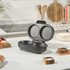 Electric breakfast maker with twin non-stick round plates on kitchen counter