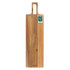 Long rectangular wooden serving board with handle and FSC certified label