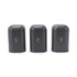 Set of three matte black storage tins labelled S, C, and T for tea, coffee, and sugar.
