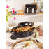 Black enamel roasting tin and lid shown dishwasher safe in kitchen appliance