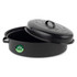 Black oval roasting tin with lid, PFAS free label visible