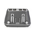 Grey 4-slice Salter toaster with ribbed design, front view, showing controls
