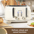 Cream 4-slice toaster with chrome controls, front view