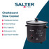 Black chalkboard slow cooker with 3.5L capacity, 3 heat settings, and cool touch handles.