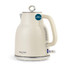 Cream electric kettle with water level window and chrome accents