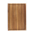 Rectangular wooden chopping board with groove edge, shown from above.
