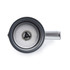 Silver milk frother jug with whisk attachment, viewed from above