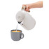 Cream Salter kettle and toaster set on kitchen counter with bread bin and tea caddy