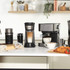 Black and silver Salter coffee maker with glass carafe, shown from the front