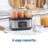 Electric egg cooker with digital display, stainless steel finish, clear lid, front view