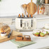 Cream electric kettle with chrome accents and Salter branding, front view