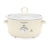 Cream Salter slow cooker with glass lid, front view showing control dial.