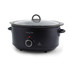 Black Salter electric slow cooker with glass lid and control dial, product image.