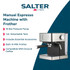 Manual espresso machine in brushed steel finish with milk frother and 1.6L tank