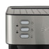 Close-up of brushed stainless steel coffee machine control panel with three buttons