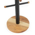 Black metal and wood kitchen mug tree stand on natural wood base