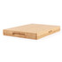 Bamboo chopping board with Salter logo, knife, and vegetables on kitchen counter