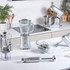Selection of Salter silver kitchen appliances on a worktop, including blender, mixer, and hand blender