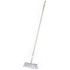 Long handled broom with grey bristles, shown upright on white background