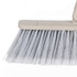 Grey synthetic broom head, close-up, showing bristles for cleaning product listing