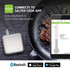 Promotional graphic showing Salter Bluetooth thermometer connecting to Salter Cook app