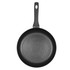 Black non-stick frying pan with ergonomic handle, shown from above.