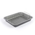 Grey roasting tin with metal rack, angled view