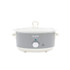Salter grey slow cooker with glass lid, front dial and side handles, shown from front