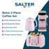 Salter retro 3-piece coffee set in pink with espresso machine, kettle, and toaster