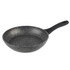 Grey stone-effect frying pan with black handle, shown from above on white background