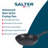 Salter non-stick frying pans with cooked fish and vegetables, promotional overlay.