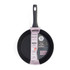Black non-stick frying pan with cooked chicken breast, tomatoes and vegetables