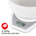 White digital kitchen scale with 2 litre dishwasher-safe bowl, showing Salter brand.