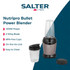 Black Salter NutriPro blender with smoothie cup, surrounded by fresh fruit, veg and nuts
