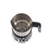 Top view of empty stainless steel electric kettle with black handle