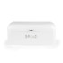 White metal bread bin with lift-up lid, front view, embossed 'BREAD' text.
