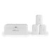 White bread bin with matching tea, sugar, and coffee canisters