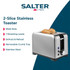 Salter 2-slice stainless steel toaster with wide slots, crumb tray and browning controls.