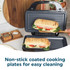 Sandwich toaster with non-stick cooking plates for easy cleaning