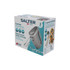 Salter silver hand mixer in box, 300W, 5 speeds, with beaters and dough hooks shown on packaging